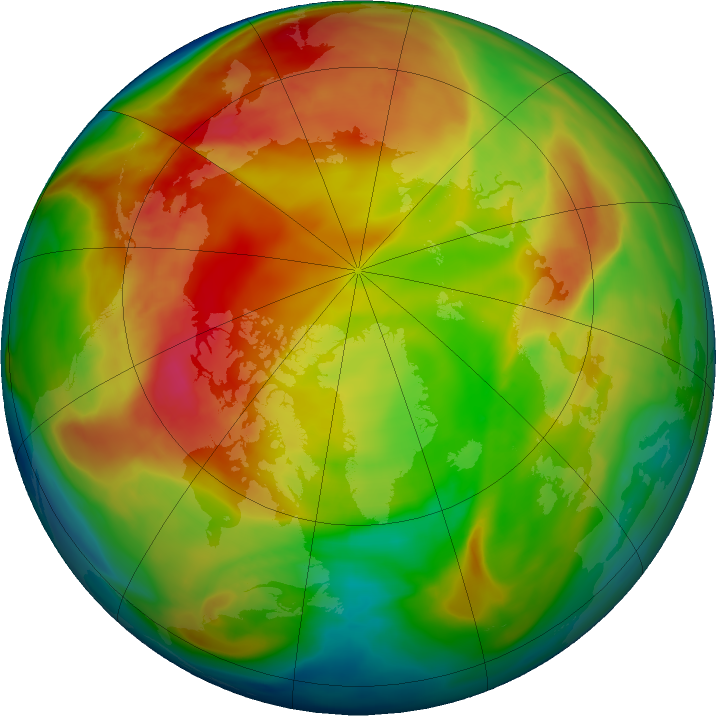 Arctic ozone map for 03 February 2021
